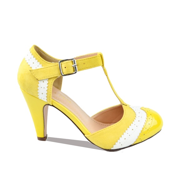 yellow oxford heels